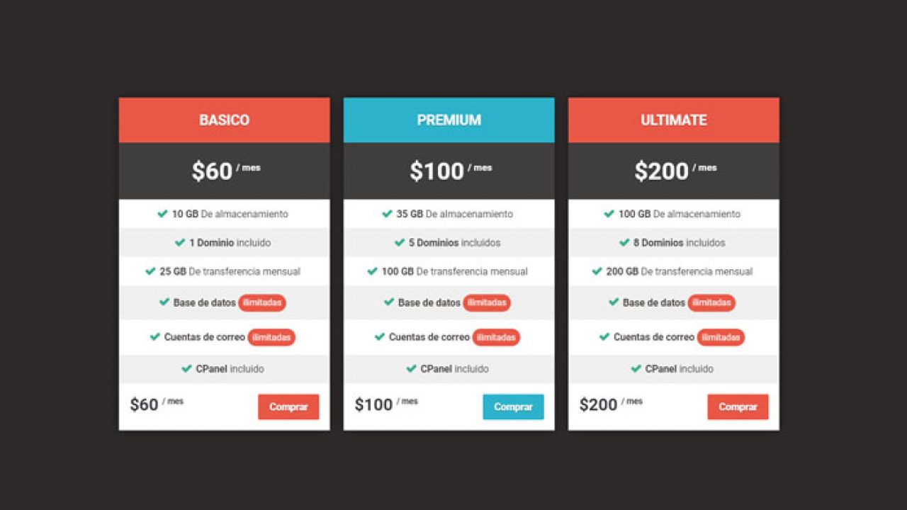 pricing table html css download