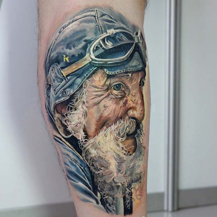 Old Man Face Tattoo